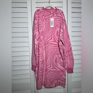 NWT Gianni Bini GB Girls Pink Marbled Mockneck Sweater Dress Size XL/16